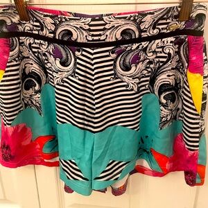 Bebe shorts. Only worn once. Multi color pink, teal, purple, black & white.